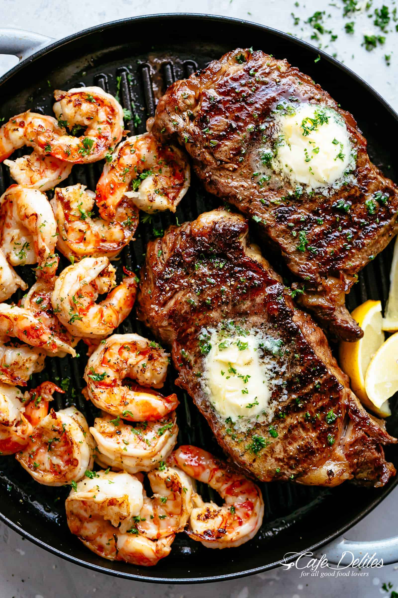 Restaurant-Worthy Garlic Butter Grilled Steak & Shrimp at Home
